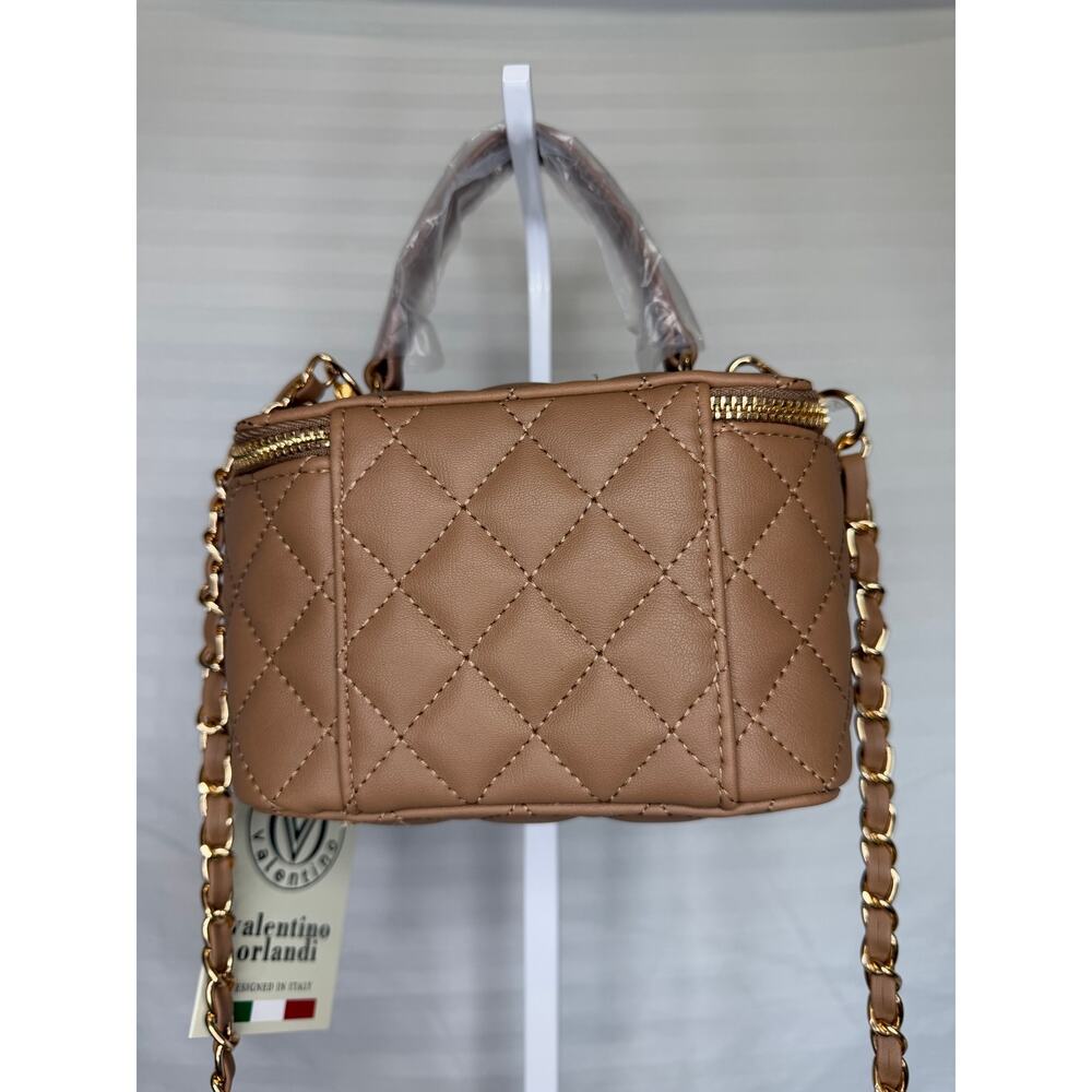 Valentino Orlandi Vittoria Vanity Box Bag Taupe Quilted Crossbody NWT - Picture 4 of 12
